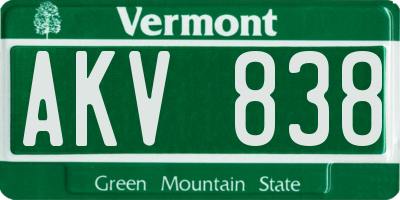 VT license plate AKV838