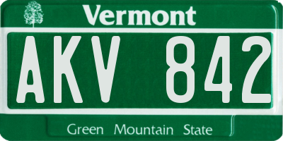 VT license plate AKV842