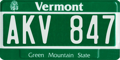 VT license plate AKV847