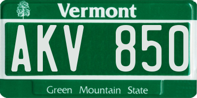 VT license plate AKV850