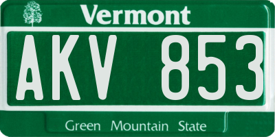 VT license plate AKV853