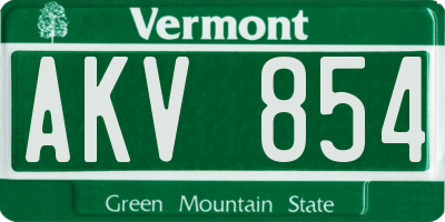VT license plate AKV854