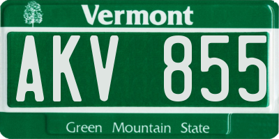 VT license plate AKV855