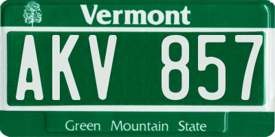VT license plate AKV857