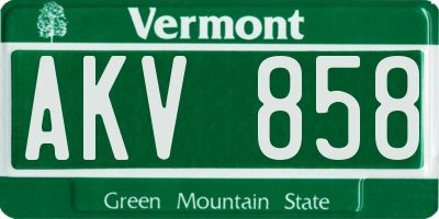 VT license plate AKV858