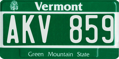 VT license plate AKV859