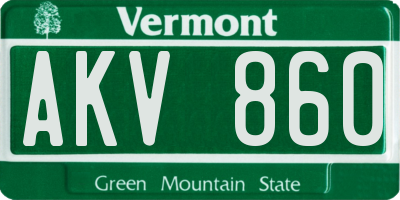 VT license plate AKV860