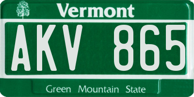 VT license plate AKV865