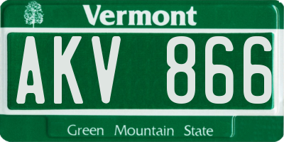 VT license plate AKV866