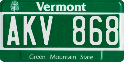VT license plate AKV868