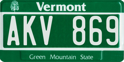 VT license plate AKV869