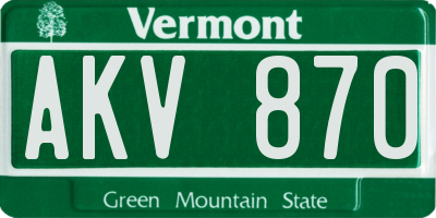 VT license plate AKV870