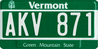 VT license plate AKV871