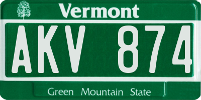 VT license plate AKV874