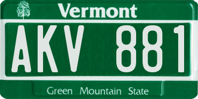 VT license plate AKV881