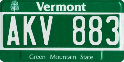 VT license plate AKV883