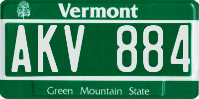 VT license plate AKV884