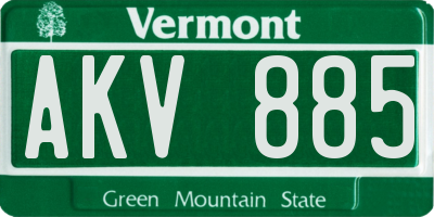 VT license plate AKV885