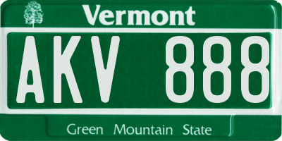 VT license plate AKV888