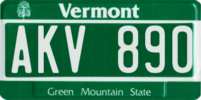 VT license plate AKV890
