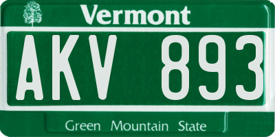 VT license plate AKV893