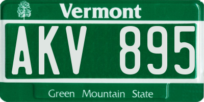 VT license plate AKV895