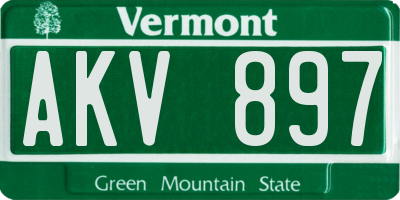 VT license plate AKV897