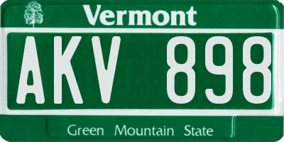 VT license plate AKV898