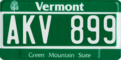 VT license plate AKV899