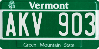 VT license plate AKV903