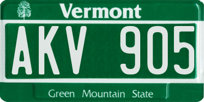 VT license plate AKV905