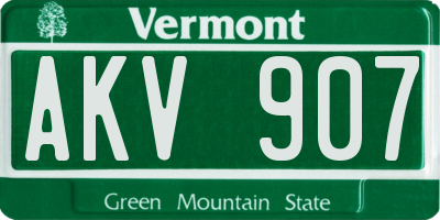 VT license plate AKV907