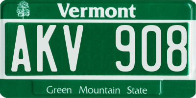 VT license plate AKV908