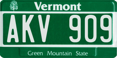 VT license plate AKV909