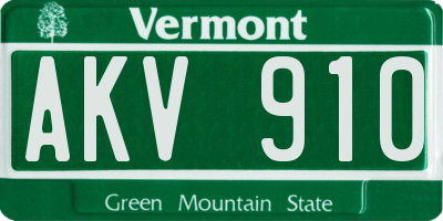 VT license plate AKV910