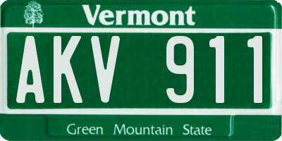 VT license plate AKV911