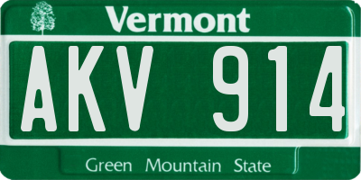 VT license plate AKV914