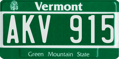 VT license plate AKV915