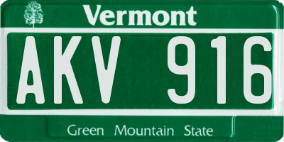 VT license plate AKV916