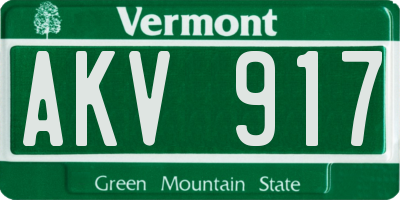 VT license plate AKV917