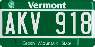 VT license plate AKV918