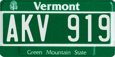 VT license plate AKV919