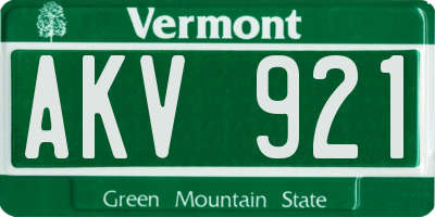 VT license plate AKV921