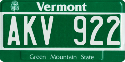 VT license plate AKV922