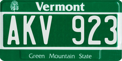 VT license plate AKV923