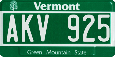 VT license plate AKV925
