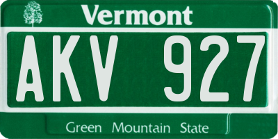 VT license plate AKV927