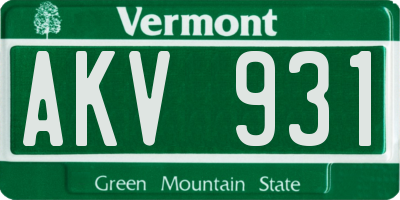VT license plate AKV931