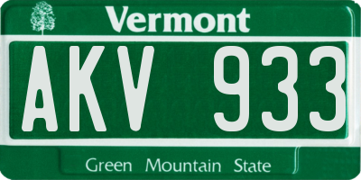 VT license plate AKV933