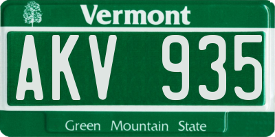 VT license plate AKV935